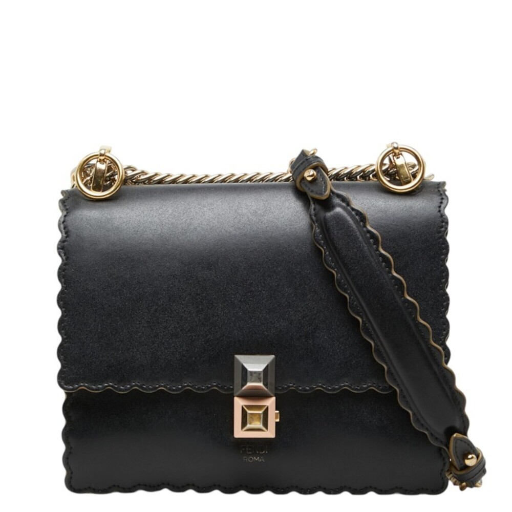 Fendi Mini Kanai Chain Shoulder Bag 8M0381 Black Leather Women's FENDI